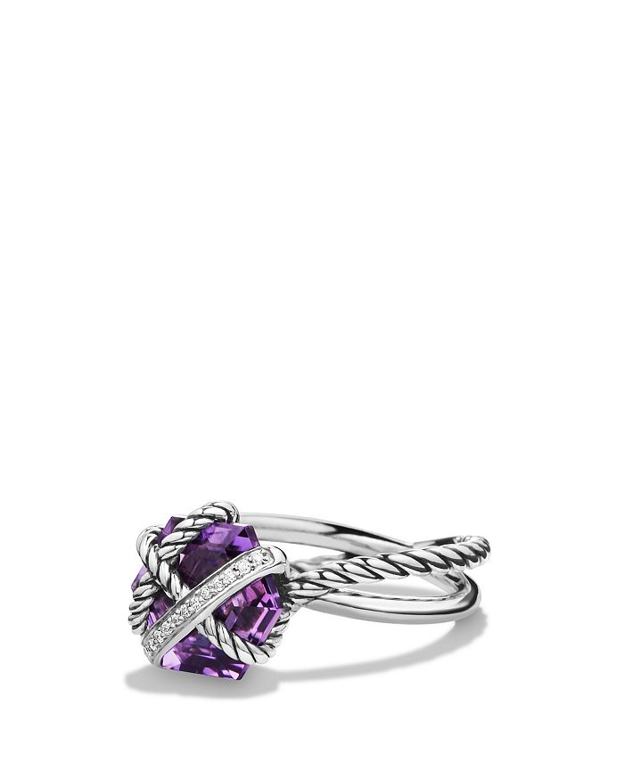 DAVID YURMAN PETITE CABLE WRAP RING WITH AMETHYST AND DIAMONDS,R11345DSSAAMDI7