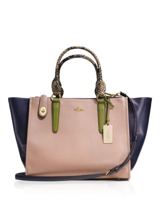 coach crosby carryall in colorblock leather