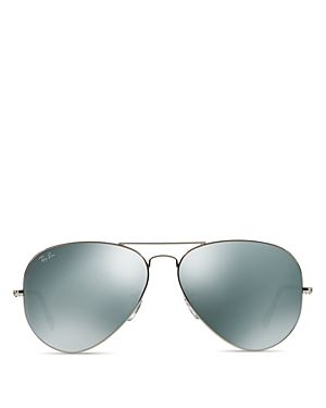 Ray Ban Ray-ban Unisex Original Brow Bar Aviator Sunglasses, 62mm In Gray/silver Mirrored