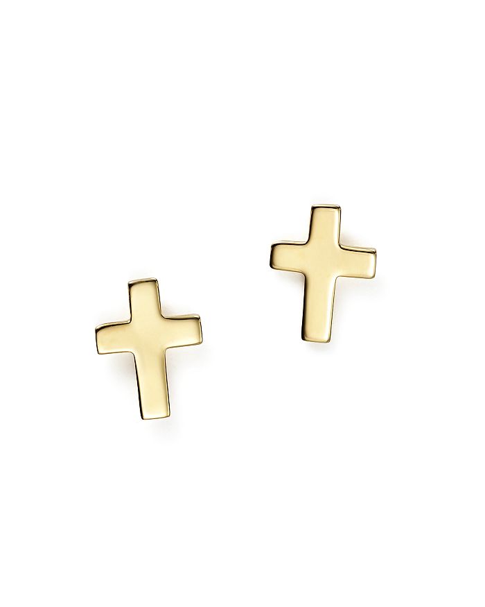 Bloomingdale's 14k Yellow Gold Medium Cross Stud Earrings - 100% Exclusive