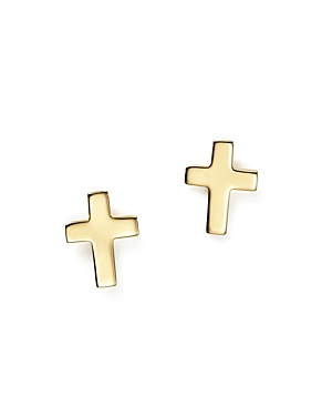 14K Yellow Gold Medium Cross Stud Earrings - 100% Exclusive