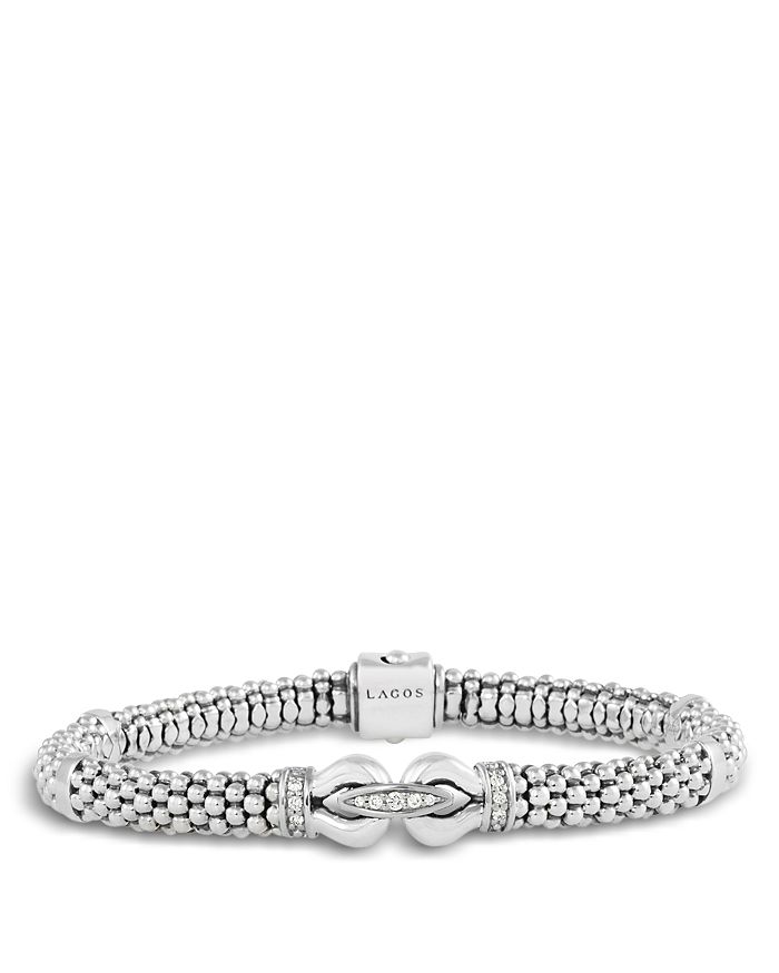 LAGOS DERBY STERLING SILVER BRACELET WITH DIAMONDS,05-80872-S007