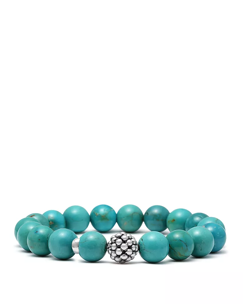 Lagos Caviar Ball Beaded Turquoise Bracelet, 10mm