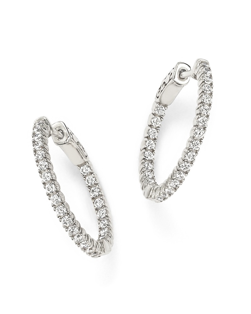 Bloomingdale's Diamond Inside Out Hoop Earrings In 14k White Gold, 1.0 Ct. T. W. In White