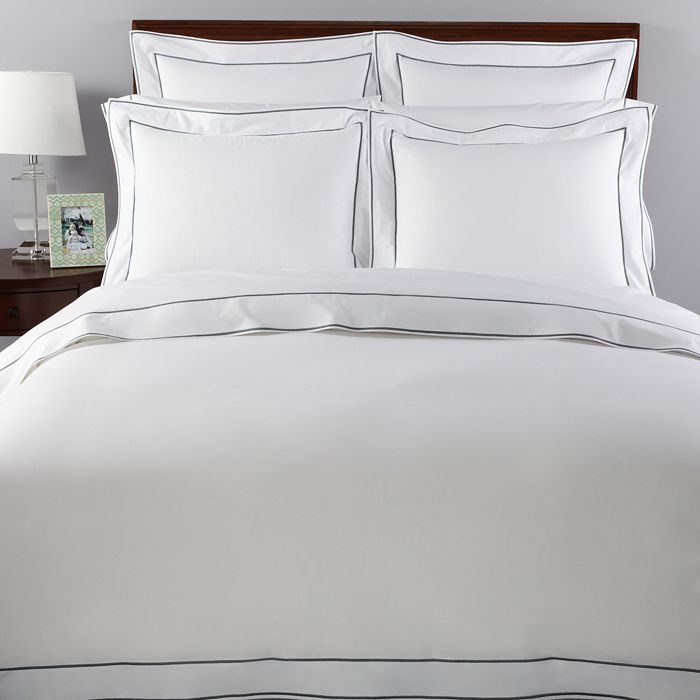 Shop Matouk Ansonia Percale Duvet Cover, Full/queen In Charcoal