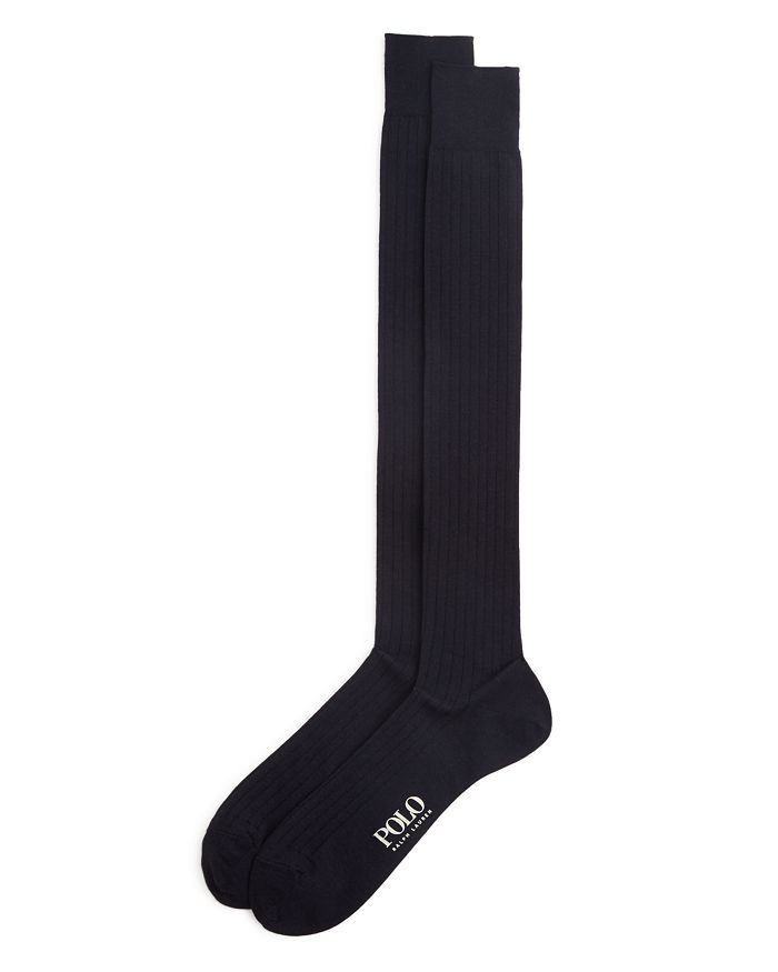 Polo Ralph Lauren Over-the-calf Ribbed Dress Socks In Navy