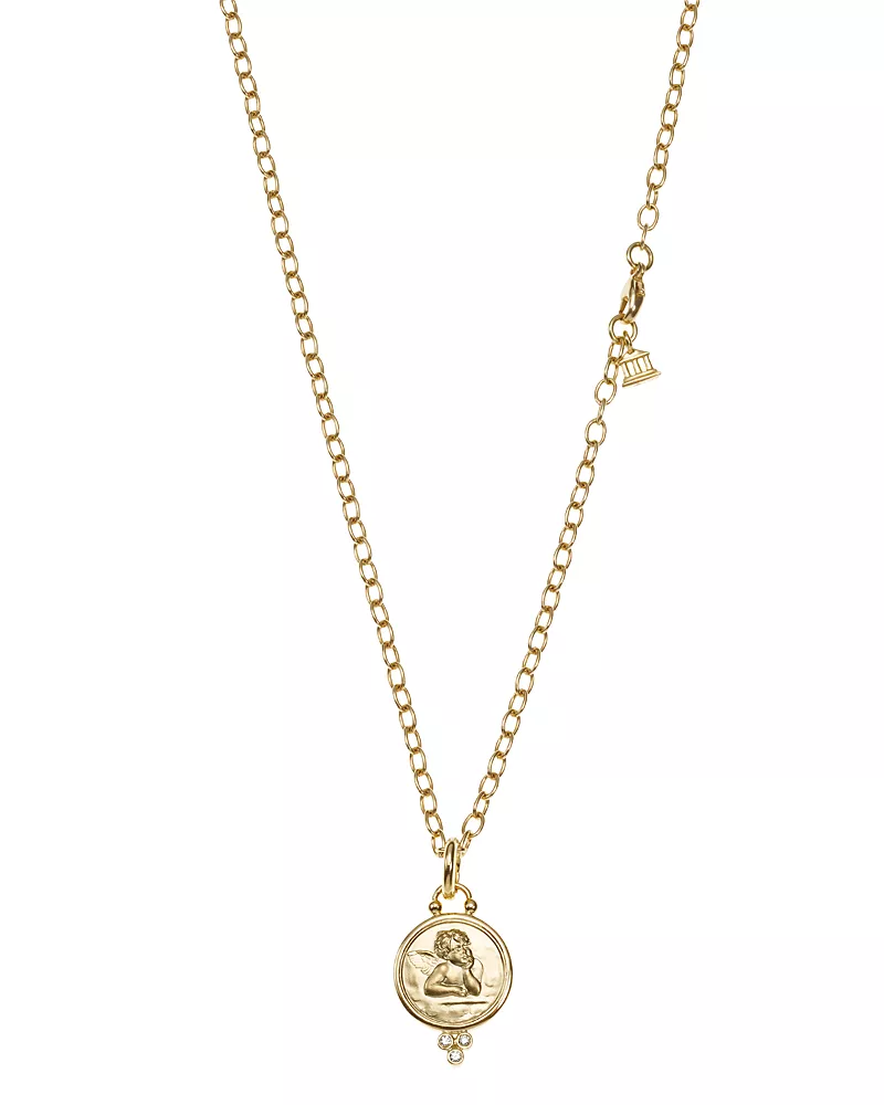 Temple St. Clair 18K Gold 14mm Angel Pendant with Diamonds