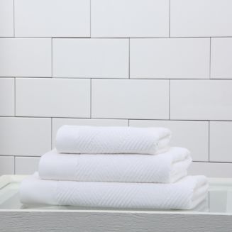 Frette Diamond Border Egyptian Cotton Bath Towel - White