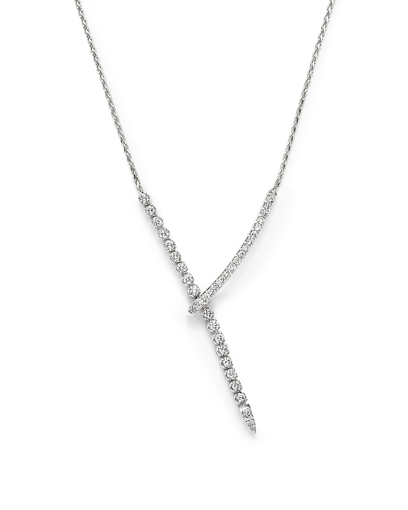 Diamond Y Necklace in 14K White Gold, 1.45 tcw