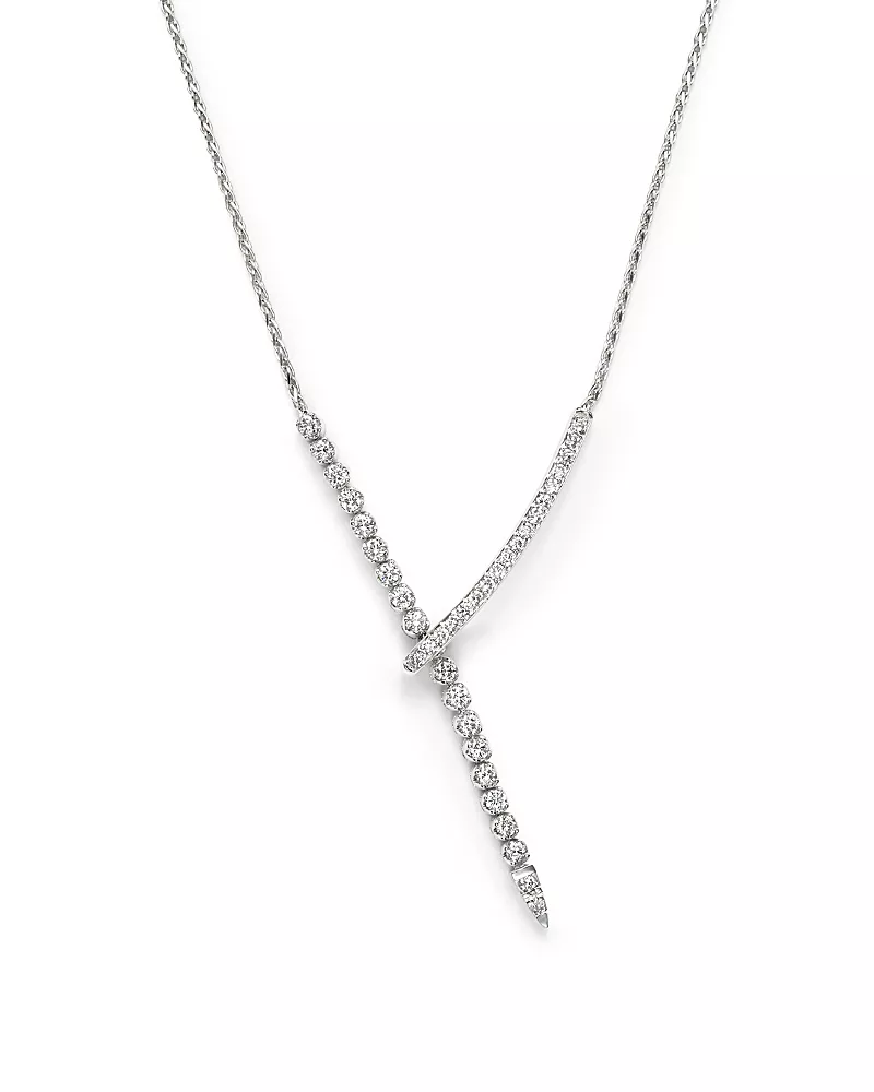 Diamond Y Necklace in 14K White Gold, 1.45 tcw