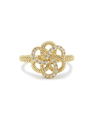 18K Gold Love Knot Ring with Diamonds