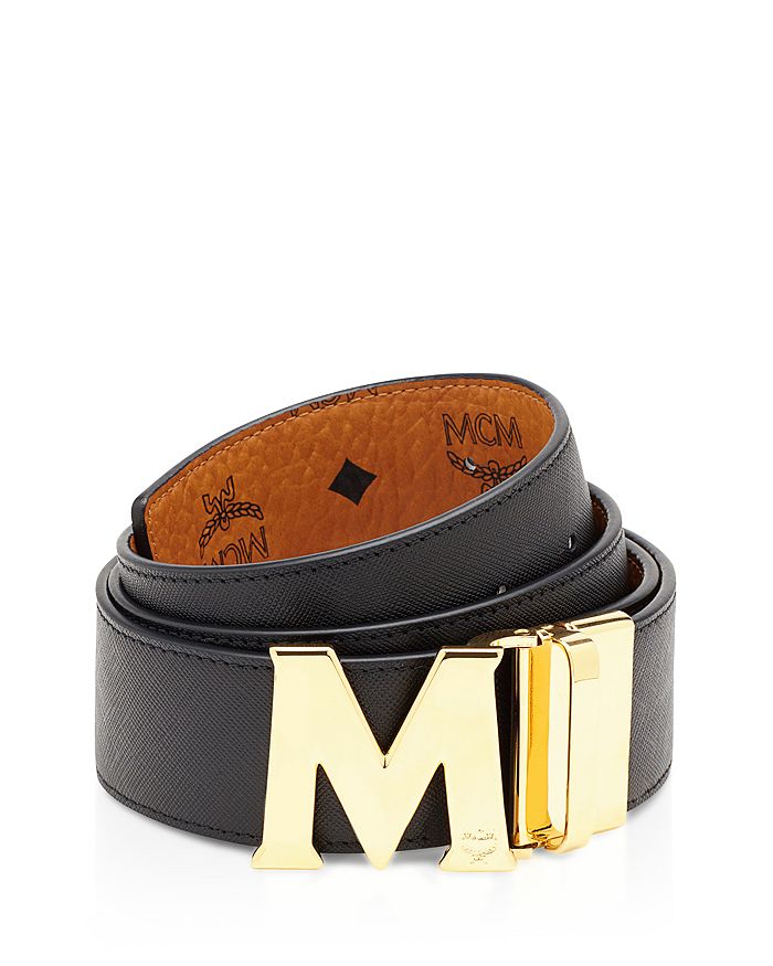Shop Mcm Men's Claus Reversible Belt In Cognac