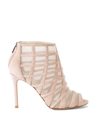 caged peep toe booties