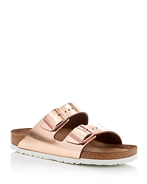 Birkenstock Women's Arizona Metallic Sandal In Copper In Metallic Copper Leather