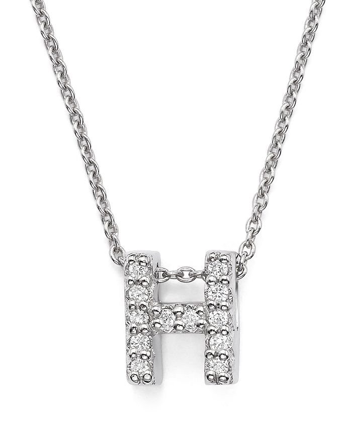 Shop Roberto Coin 18k White Gold Initial Love Letter Pendant Necklace With Diamonds, 16 In H