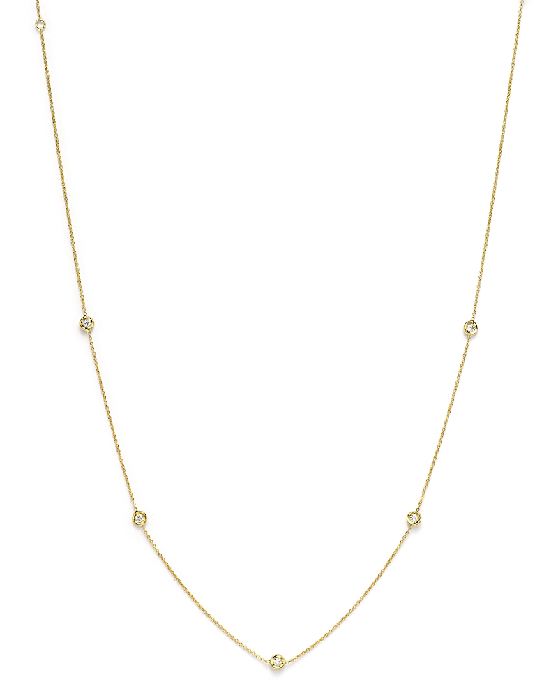 Roberto Coin 18k Rose Gold Diamond By The Inch Station Necklace, 18 In White/gold