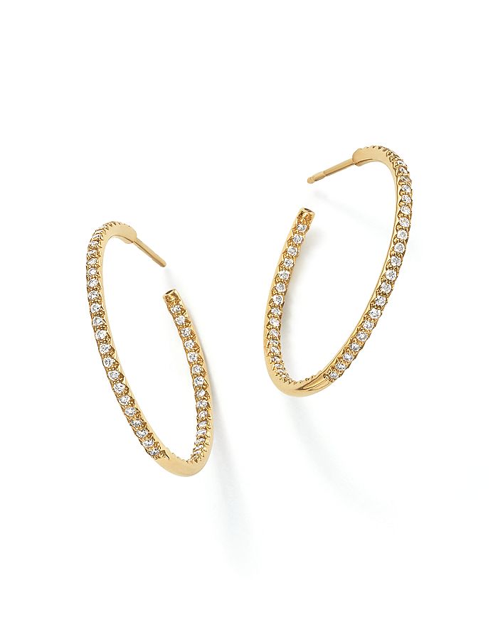 Shop Roberto Coin 18k Yellow Gold Micropave Inside-out Diamond Hoop Earrings