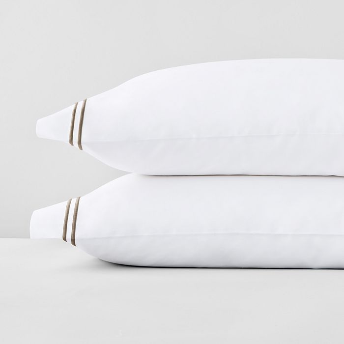 Frette Hotel Classic Standard Pillowcase Pair In White/khaki