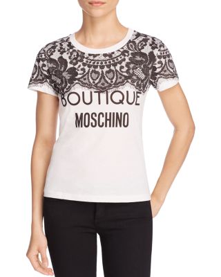 Boutique Moschino Lace Print Logo Tee