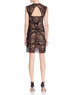 nicole miller black lace cocktail dress Nicole Miller Lace Pattern Midi Length Dress w/ Tags - Black Dresses,  Clothing - WNI48852