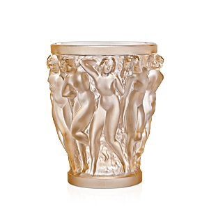 Shop Lalique Small Bacchantes Vase In Gold Luster