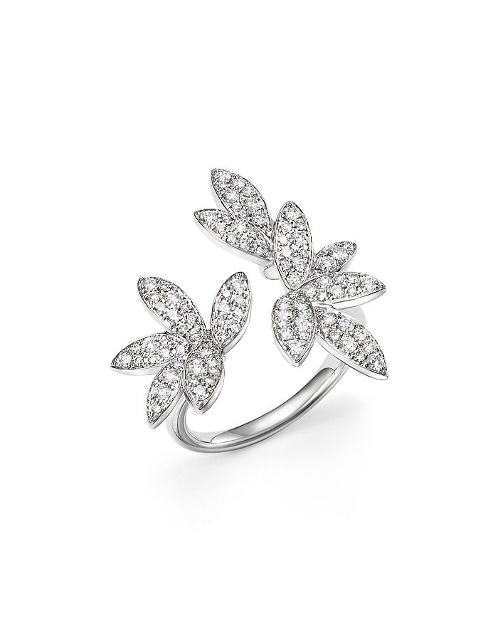 Bloomingdale's Diamond Pave Leaf Ring In 14k White Gold, .85 Ct. T.w.