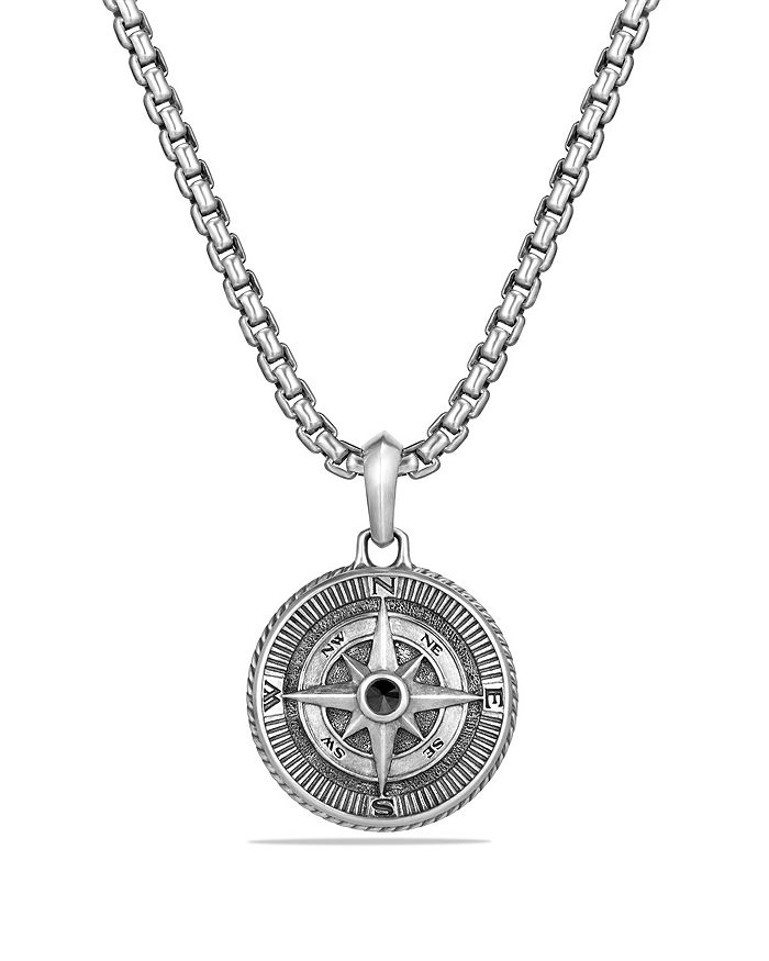 David Yurman Men's Maritime Compass Pendant With Diamonds In Silver, 29.5mm In Silver