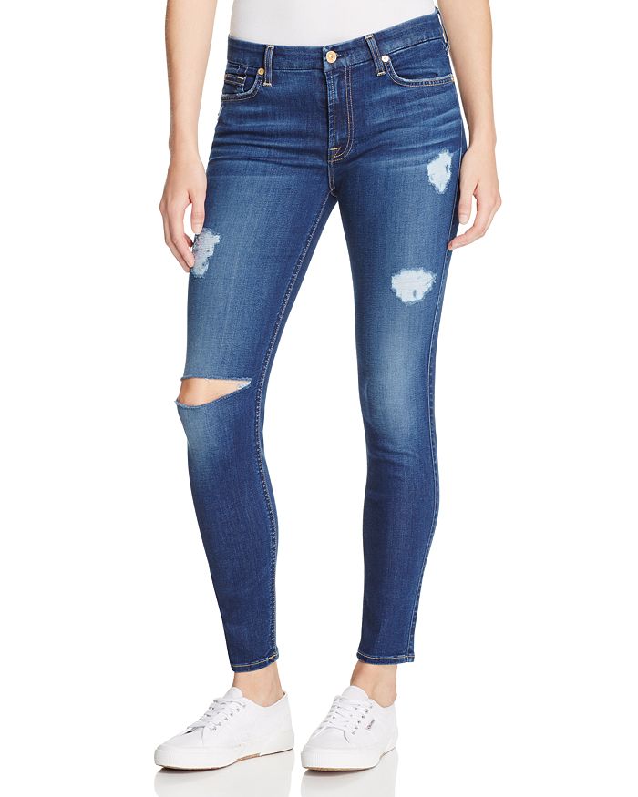 7 For All Destroyed Skinny Ankle Jeans in Duchess |