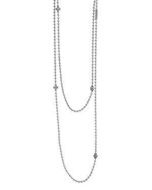 Lagos Sterling Silver Chain Necklace with Caviar Icon Stations, 36