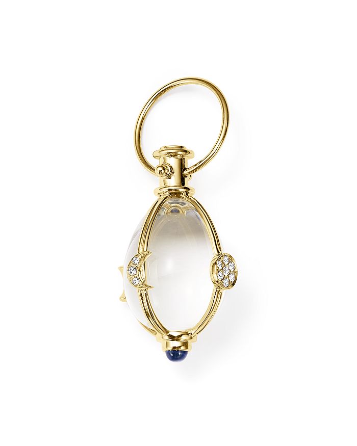 Temple St Clair 18k Yellow Gold Lunar Phase Amulet With Blue Sapphire And Diamond In Blue/white