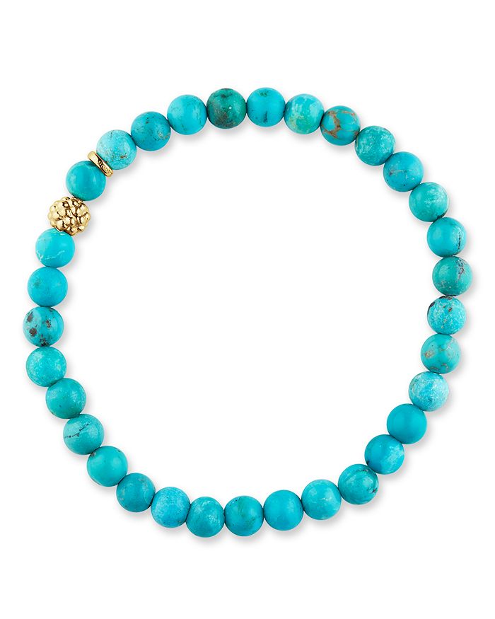 Shop Lagos Caviar Icon Turquoise Bracelet With 18k Gold Caviar Station