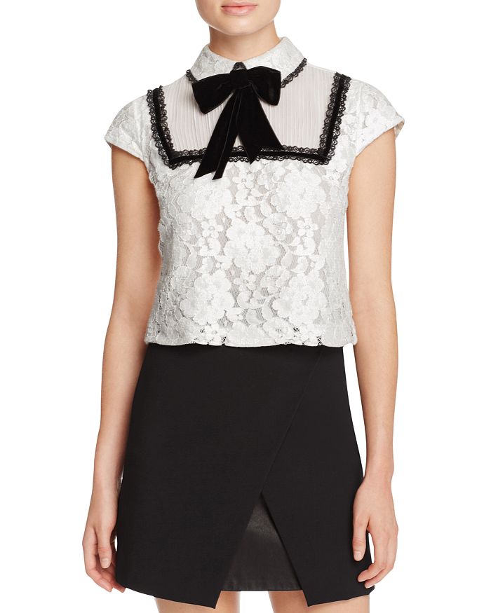 Alice and Olivia Alice + Olivia Vanetta Lace Pintuck Shirt | Bloomingdale's