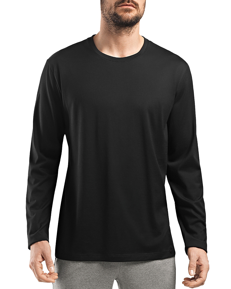 Hanro Night And Day Solid Long Sleeve Tee In Black