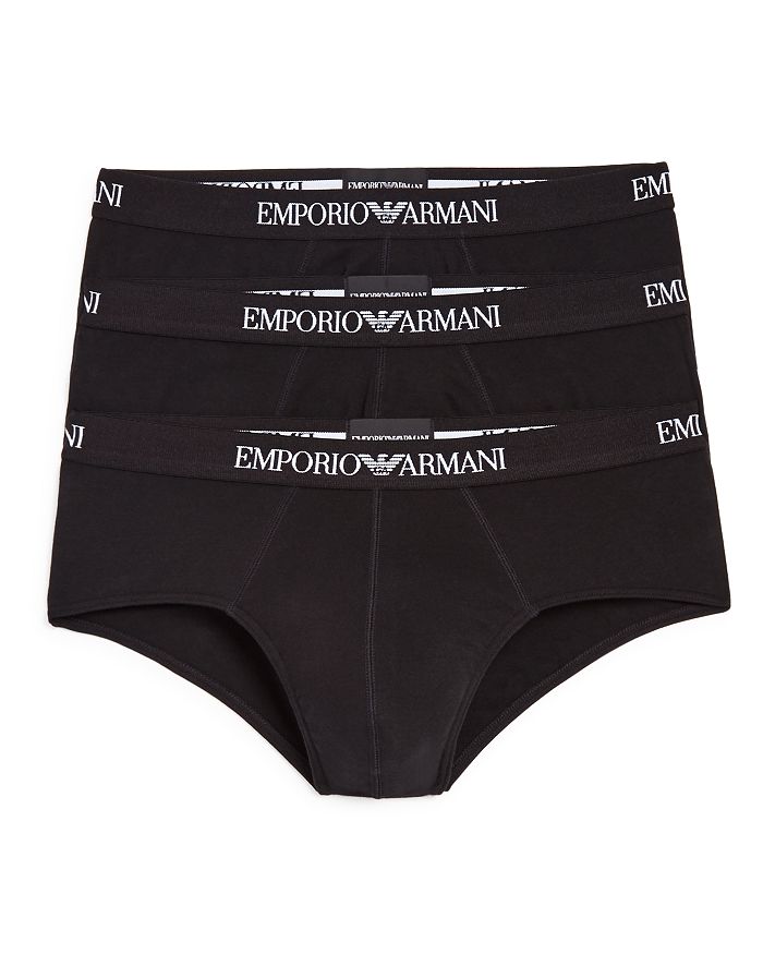 Shop Emporio Armani Pure Cotton Briefs - Pack Of 3 In Black