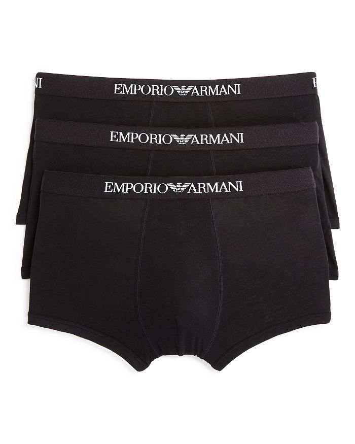 Shop Emporio Armani Pure Cotton Trunks - Pack Of 3 In Black