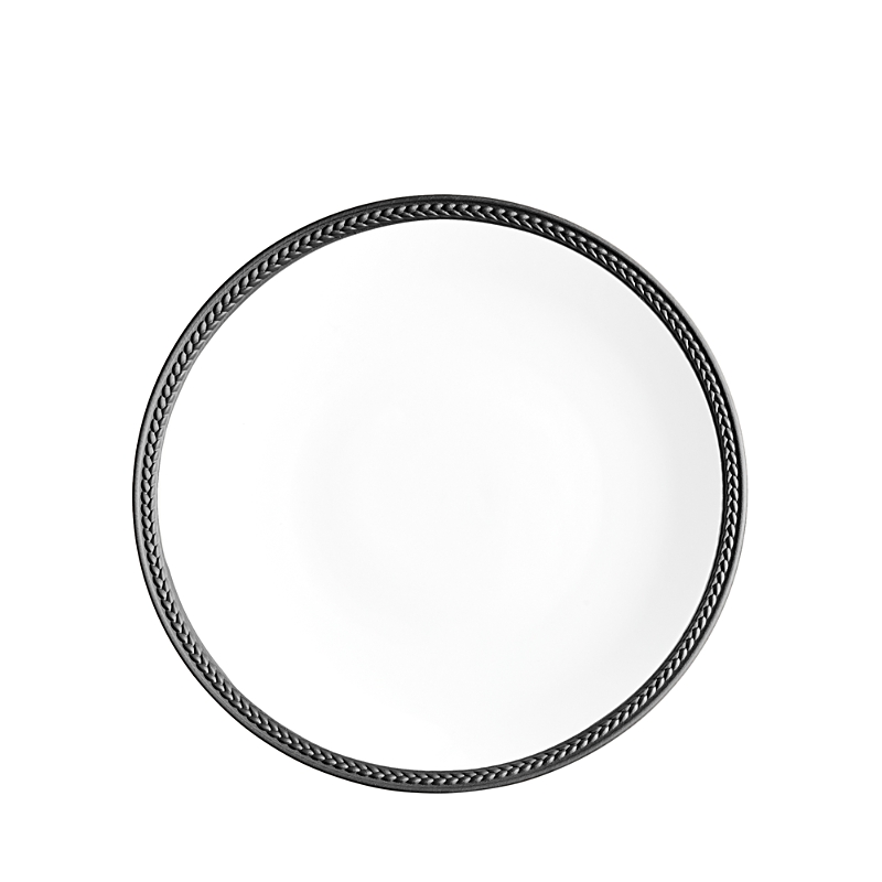L'objet Soie Tressee Collection Braided Porcelain Plate In White/black