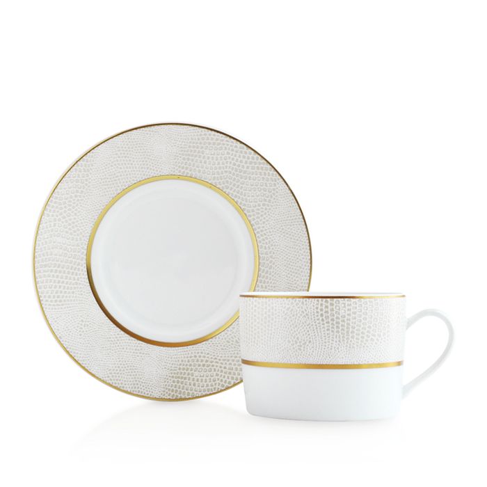 Shop Bernardaud Sauvage White Tea Saucer In Gold/white