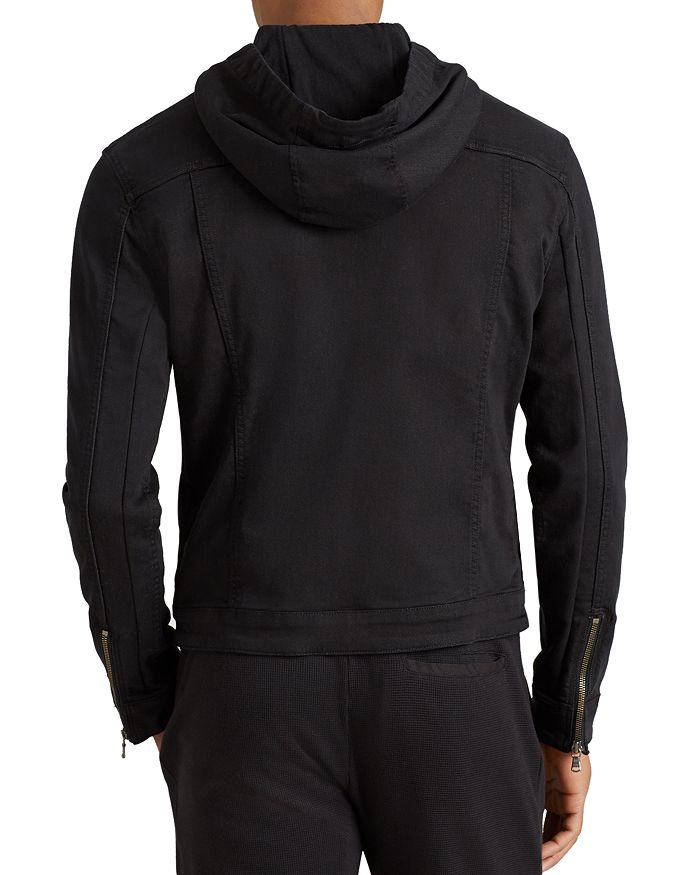 Shop John Varvatos Star Usa Hooded Zip-front Knit Jacket In Black