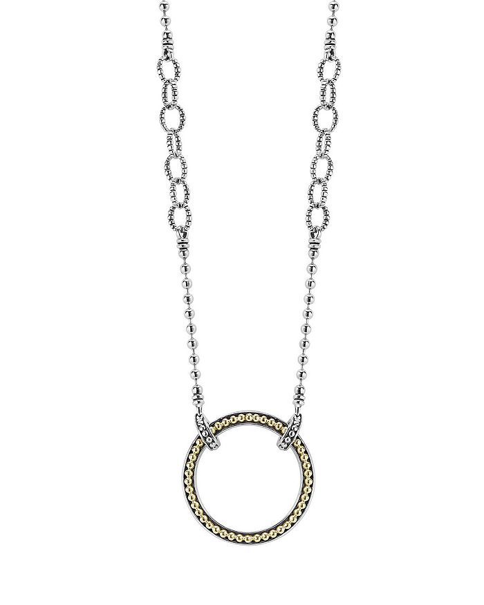 LAGOS 18K GOLD AND STERLING SILVER ENSO PENDANT NECKLACE, 16,04-80873-ML