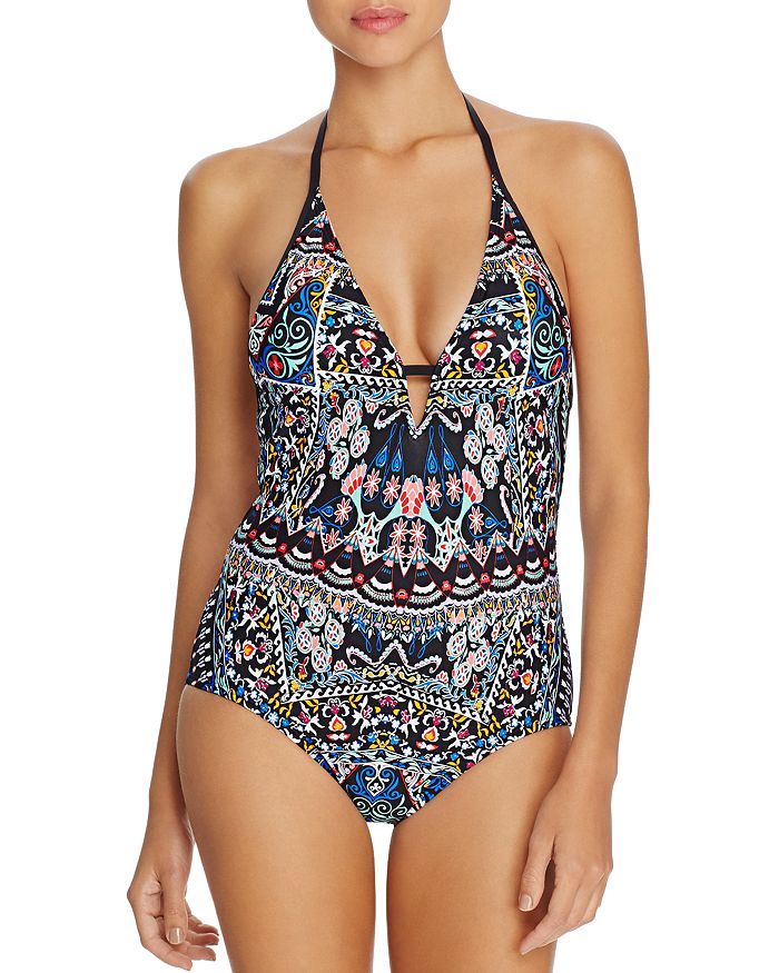 Laundry by Shelli Segal Folk Art Halter One Piece Swimsuit