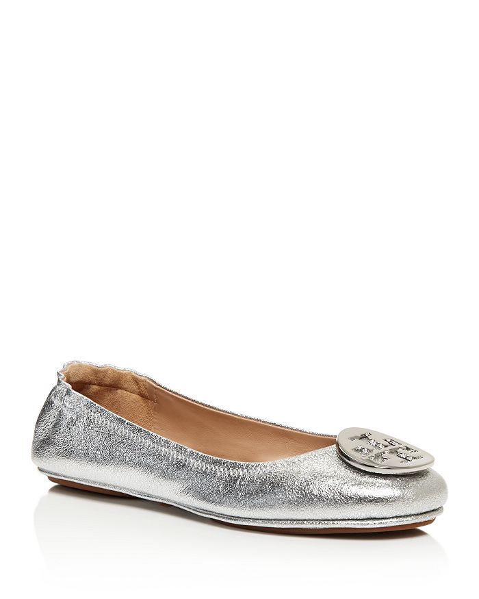Tory Burch Minnie Metallic Leather Travel Ballet Flats | Bloomingdale's