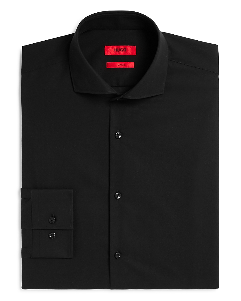 Hugo Boss Relaxed-fit Shirt In Soft Twill With Kent Collar In Black