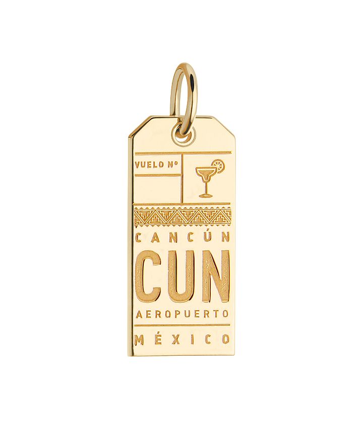 Jet Set Candy Cancun, Mexico Cun Luggage Tag Charm In Gold