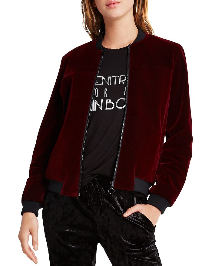 Bcbgeneration velvet hooded bomber coat deals