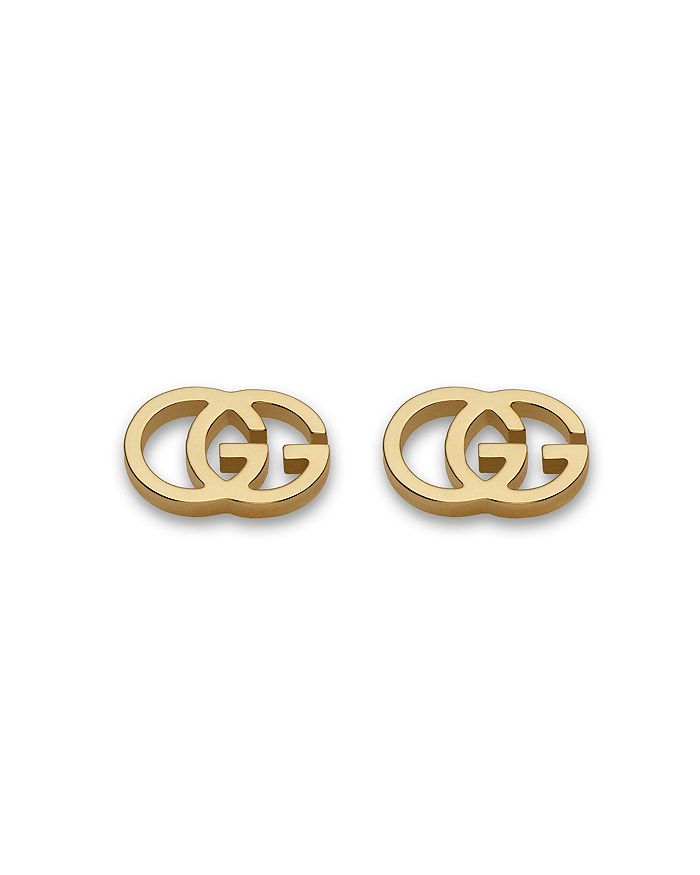 Gucci 18k Yellow Gold Running G Stud Earrings | ModeSens