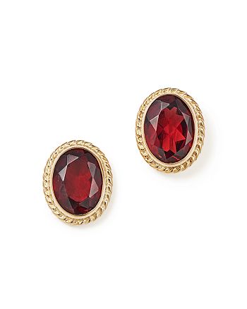 Bloomingdale's - Garnet Oval Bezel Stud Earrings in 14K Yellow Gold&nbsp;- 100% Exclusive