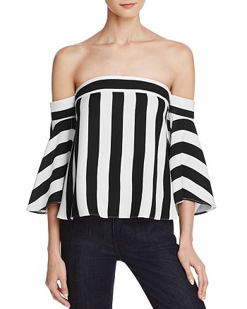 MILLY Off-The-Shoulder Striped Rosa Top | Bloomingdale's