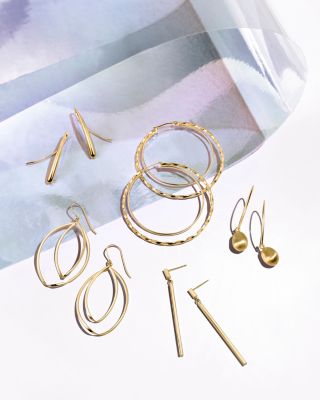 14K Yellow Gold Satin Drop Threader Earrings 