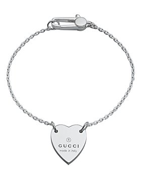 Gucci - Sterling Silver Engraved Heart Bracelet