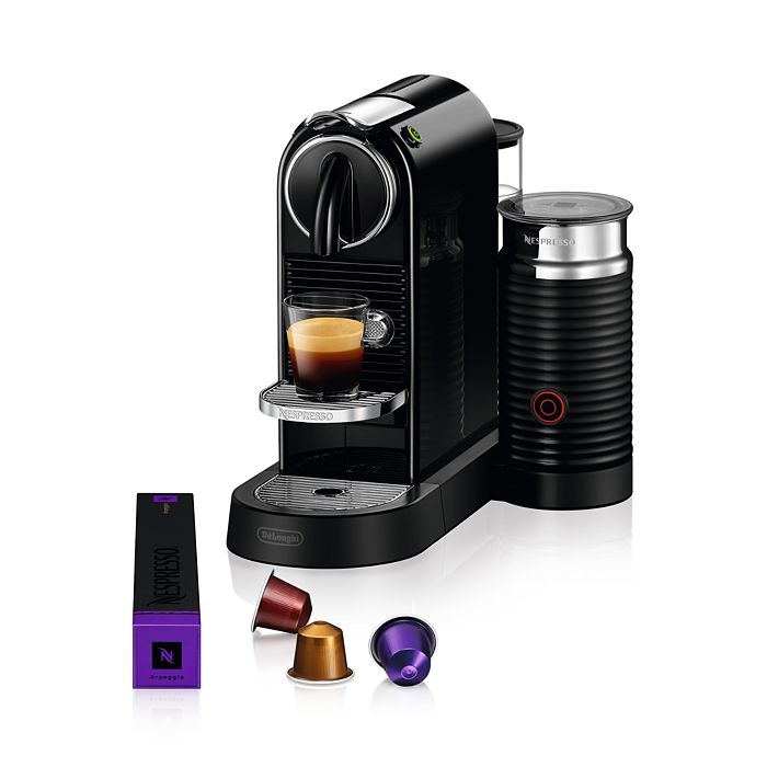 Nespresso Inissia Espresso Machine (24 oz., Black) with Coffee Capsule  Variety Pack (14-Count)